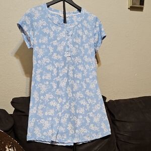 NWT Shabby Chic Blue and White Floral Pajama Dress
